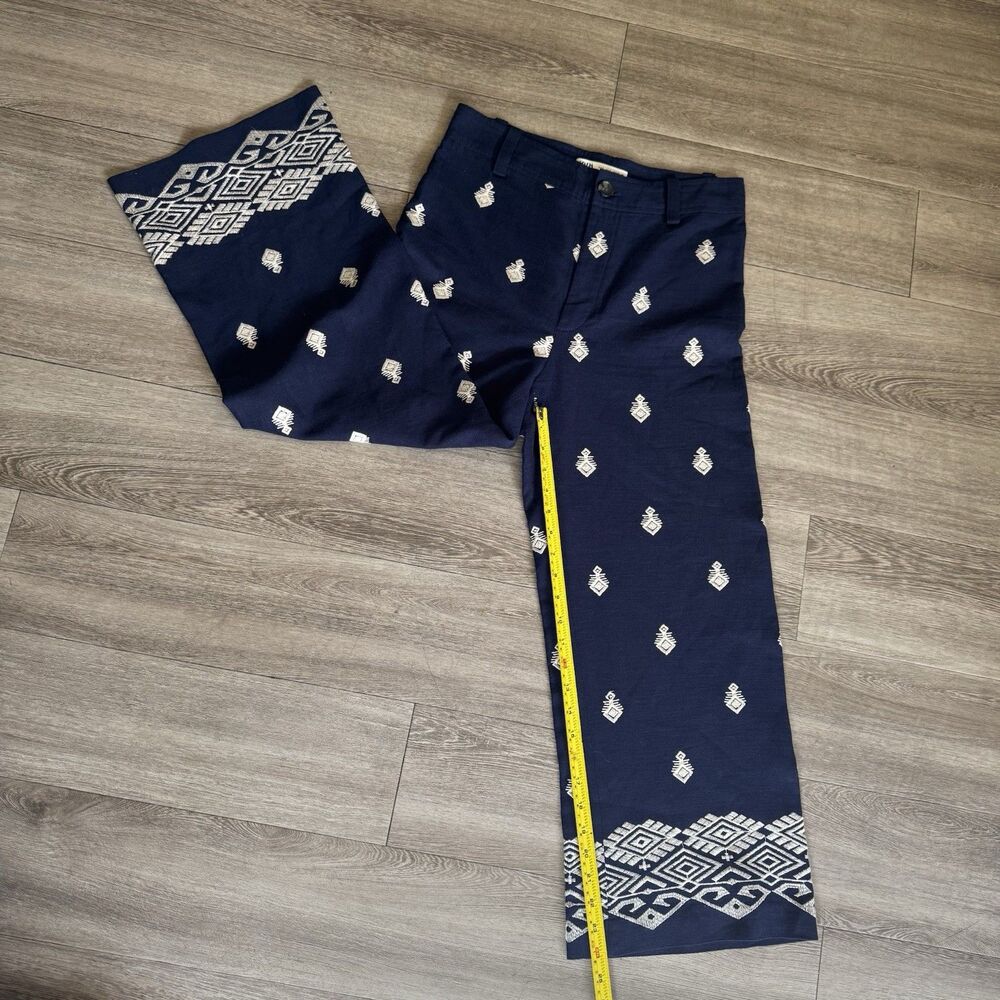 Zara High Waisted Boho ChiNavy Blue Embroidered Pants Culottes Cottagecore Sz S - Picture 11 of 16